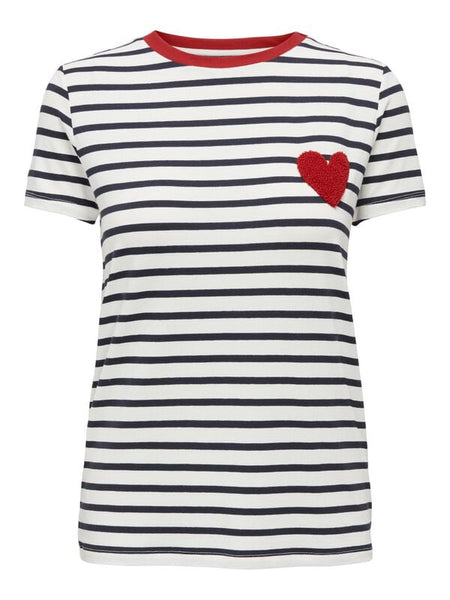 T-Shirt Manches courtes  de Only - ONLHEART S/S JRS NOOS - T-Shirt - XS à L - pour Femme - blanc/bleu - Only