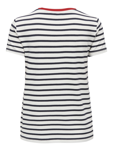 T-Shirt Manches courtes  de Only - ONLHEART S/S JRS NOOS - T-Shirt - XS à L - pour Femme - blanc/bleu - Only - View 2