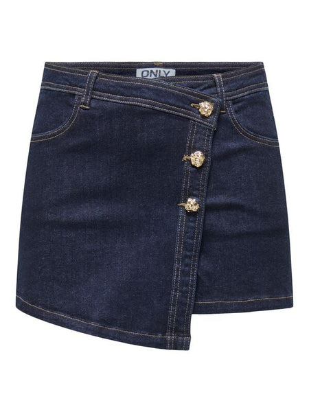 Short  de Only - ONLLILLIE REG GOLD BUT BJ - Skort en Jean - XS à M - pour Femme - bleu - Only