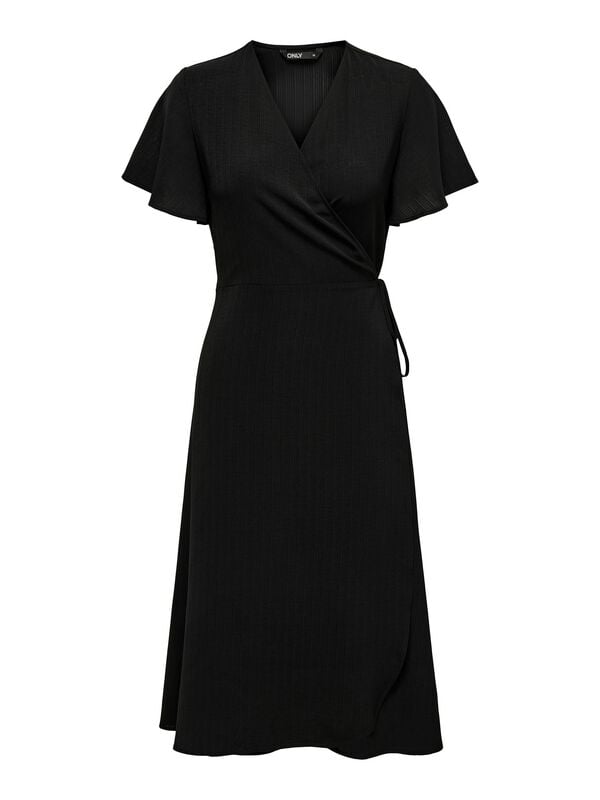 Robe mi-longue  de Only - ONLCALI LIFE S/S WRAP WVN NOOS - Robe - XS à XL - pour Femme - noir - Only