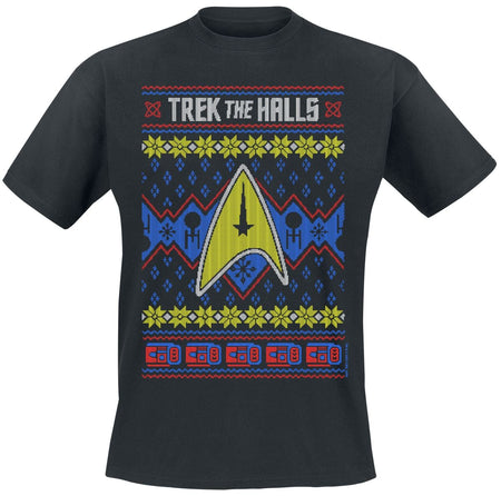 T-Shirt Manches courtes  de Star Trek - Trek The Halls - M à 3XL - pour Homme - noir - Star Trek