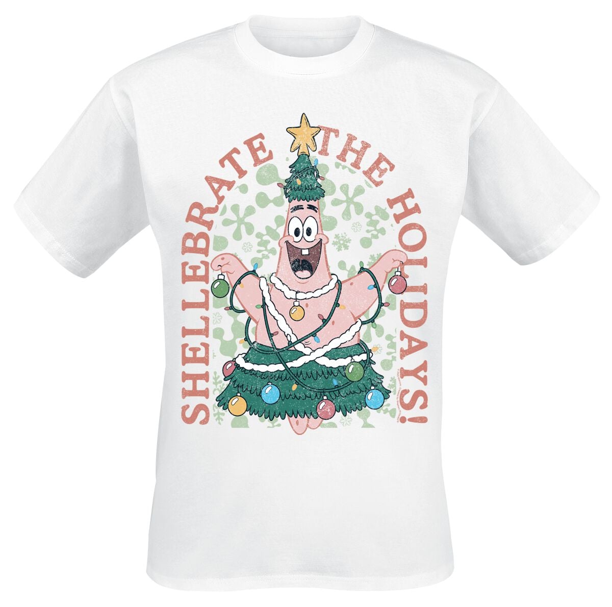 T-Shirt Manches courtes  de Bob L'Éponge - Patrick - Shellebrate The Holidays! - M à 5XL - pour Homme - blanc - Bob L'Éponge