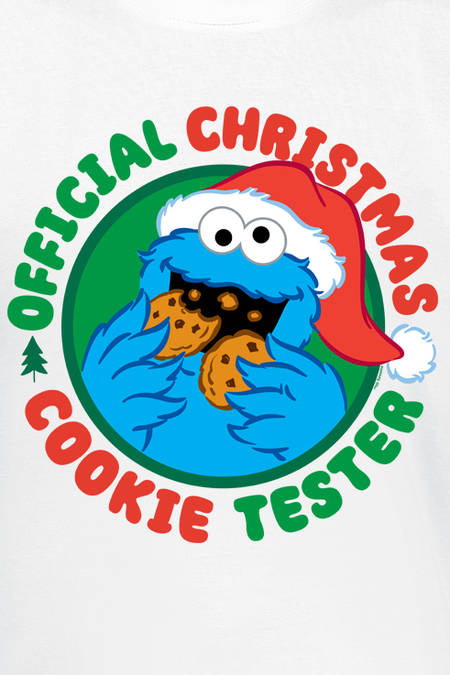 T-Shirt Manches courtes  de Sesame Street - Krümelmonster - Official Christmas Cookie Monster - M à 5XL - pour Homme - blanc - Sesame Street - View 2