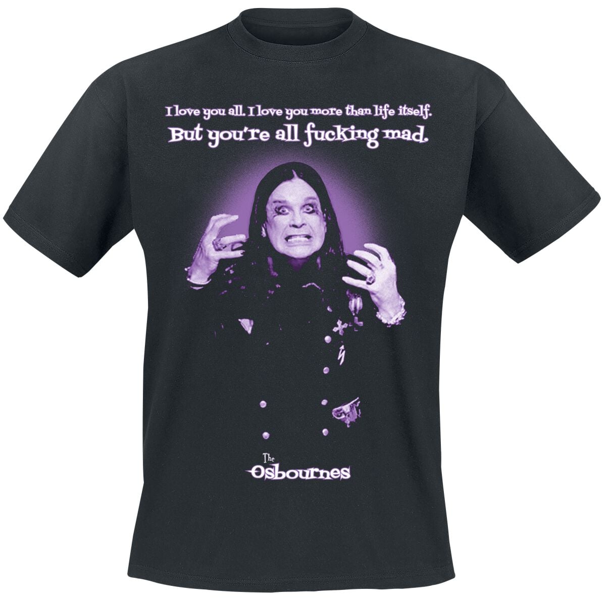 T-Shirt Manches courtes  de The Osbournes - All Fucking Mad - S à 3XL - pour Homme - noir - The Osbournes