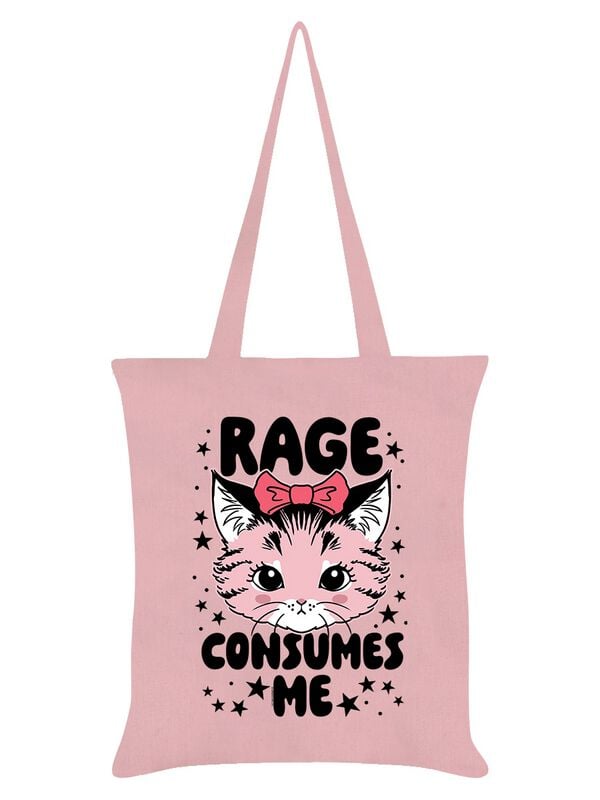 Sac En Tissu Fun de Tierisch - Kitsch Kitten Rage Consumes Me Tote Bag - pour Unisexe - rose - Tierisch