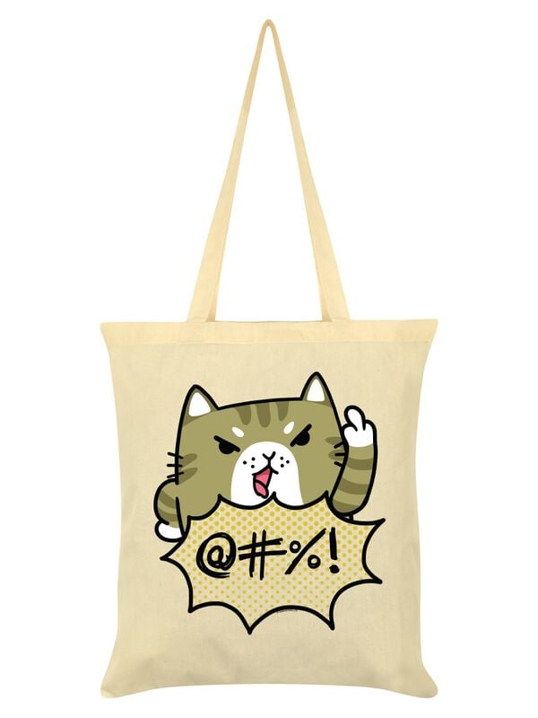 Sac En Tissu Fun de Tierisch - Sweary Cat Tote Bag - pour Unisexe - crème - Tierisch