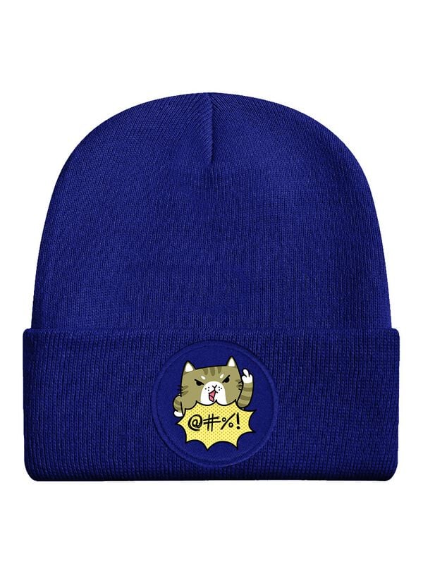 Bonnet Fun de Tierisch - Sweary Cat Royal Blue Beanie - pour Unisexe - bleu roi - Tierisch