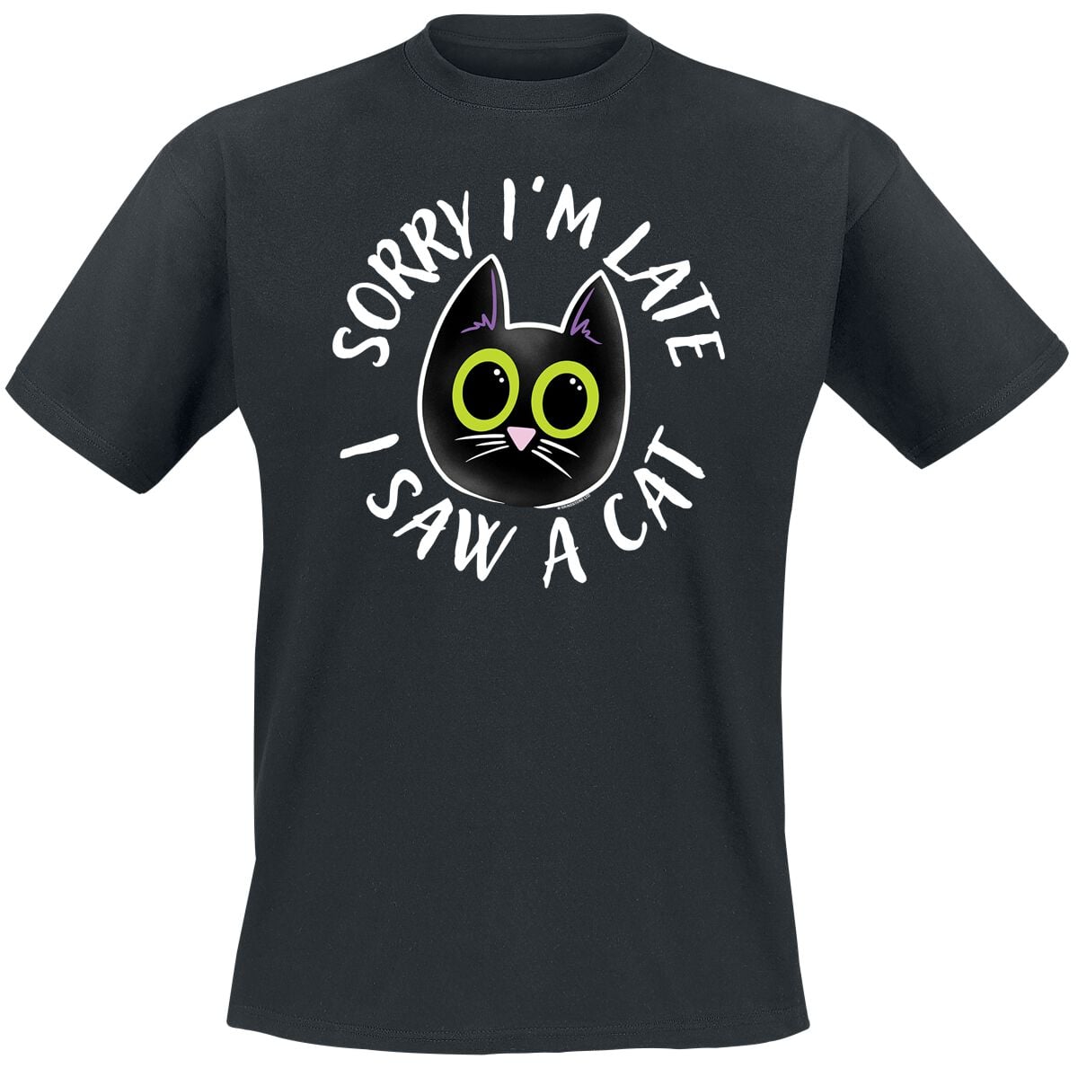 T-Shirt Manches courtes Fun de Tierisch - Sorry I'm Late I Saw A Cat T-Shirt - S à 3XL - pour Unisexe - noir - Tierisch