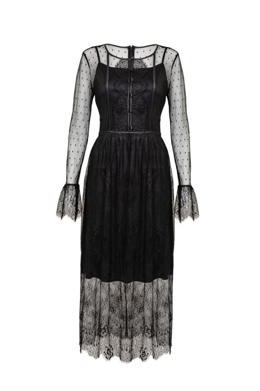 Robe mi-longue Gothic de Hell Bunny - DARK KNIGHT DRESS - XS à 3XL - pour Femme - noir - hell bunny