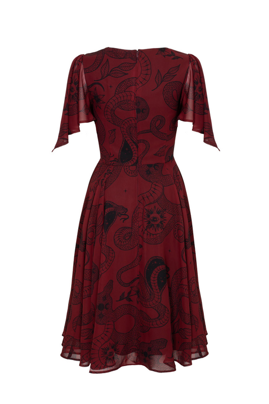 Robe mi-longue Rockabilly de Hell Bunny - VENOM DRESS - NEW COLOUR - XS à 3XL - pour Femme - rouge foncé - hell bunny - View 2