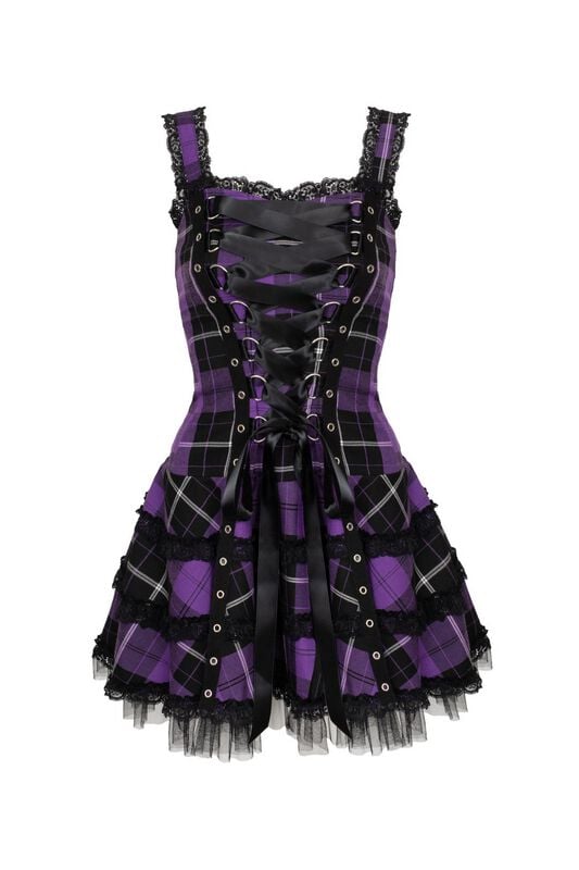 Robe courte Rockabilly de Hell Bunny - HARLEY C DRESS - XS à XXL - pour Femme - noir/lilas - hell bunny