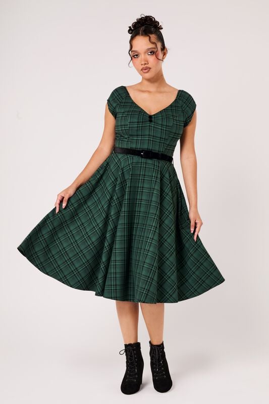 Robe mi-longue Rockabilly de Hell Bunny - EDEN DRESS - XS à 3XL - pour Femme - vert - hell bunny