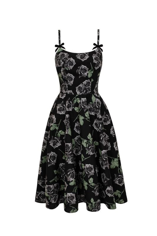 Robe mi-longue Gothic de Hell Bunny - ROMANCE NOIRE DRESS - XS à 4XL - pour Femme - noir/vert - hell bunny