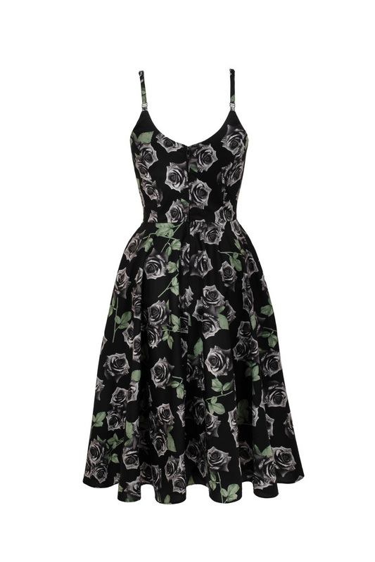 Robe mi-longue Gothic de Hell Bunny - ROMANCE NOIRE DRESS - XS à 4XL - pour Femme - noir/vert - hell bunny - View 2