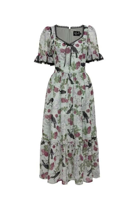 Robe mi-longue Gothic de Hell Bunny - RAVEN DRESS - XS à XXL - pour Femme - multicolore - hell bunny