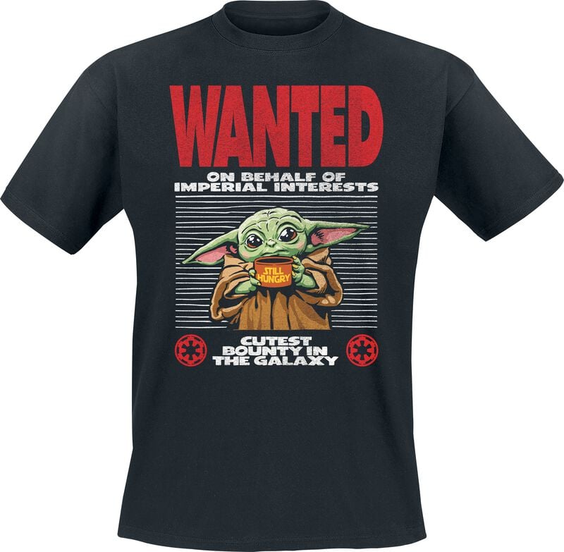 T-Shirt Manches courtes Disney de Star Wars - The Mandalorian - Wanted - Grogu - M à XXL - pour Homme - noir - Star Wars