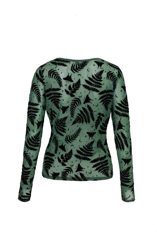 T-shirt manches longues Rockabilly de Hell Bunny - FEARN TOP - XS à XXL - pour Femme - vert - hell bunny - View 2