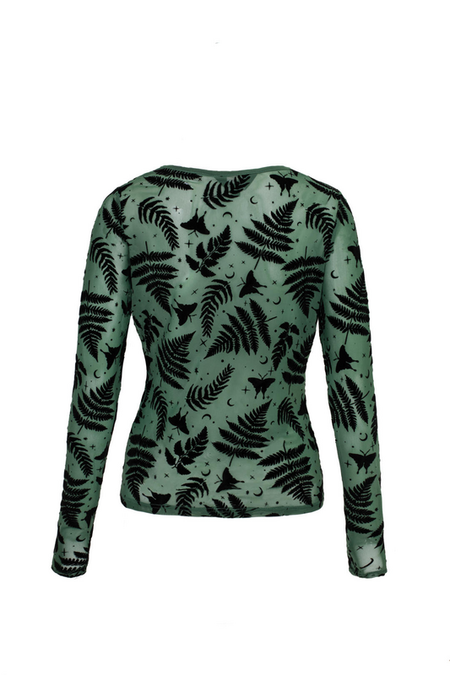 T-shirt manches longues Rockabilly de Hell Bunny - FEARN TOP - XS à XXL - pour Femme - vert - hell bunny - View 2