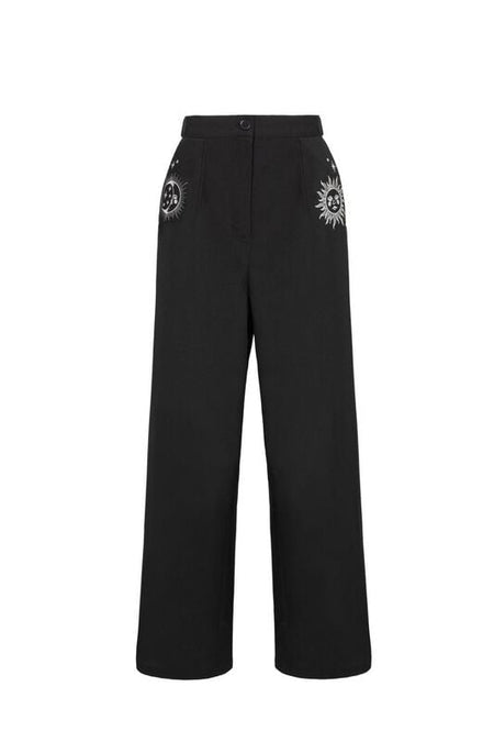 Pantalon en toile Rockabilly de Hell Bunny - CELESTE TROUSERS - XS à XL - pour Femme - noir - hell bunny