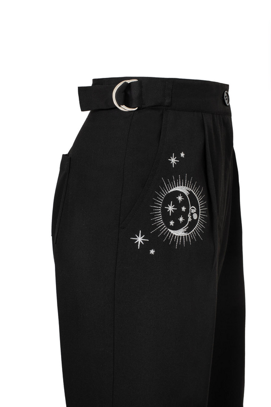 Pantalon en toile Rockabilly de Hell Bunny - CELESTE TROUSERS - XS à XL - pour Femme - noir - hell bunny - View 2
