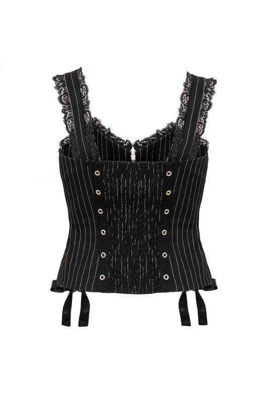 Top Rockabilly de Hell Bunny - QUINZEL C Pinstripe TOP - XS à XXL - pour Femme - noir/blanc - hell bunny - View 2