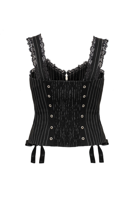 Top Rockabilly de Hell Bunny - QUINZEL C Pinstripe TOP - XS à XXL - pour Femme - noir/blanc - hell bunny - View 2