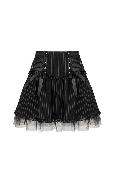 Jupe courte Rockabilly de Hell Bunny - QUINZEL C Pinstripe SKIRT - XS à XXL - pour Femme - noir/blanc - hell bunny