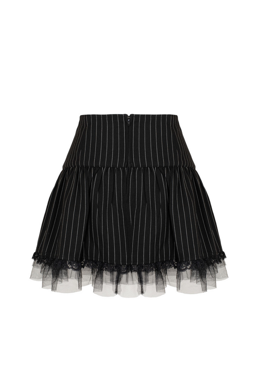 Jupe courte Rockabilly de Hell Bunny - QUINZEL C Pinstripe SKIRT - XS à XXL - pour Femme - noir/blanc - hell bunny - View 2