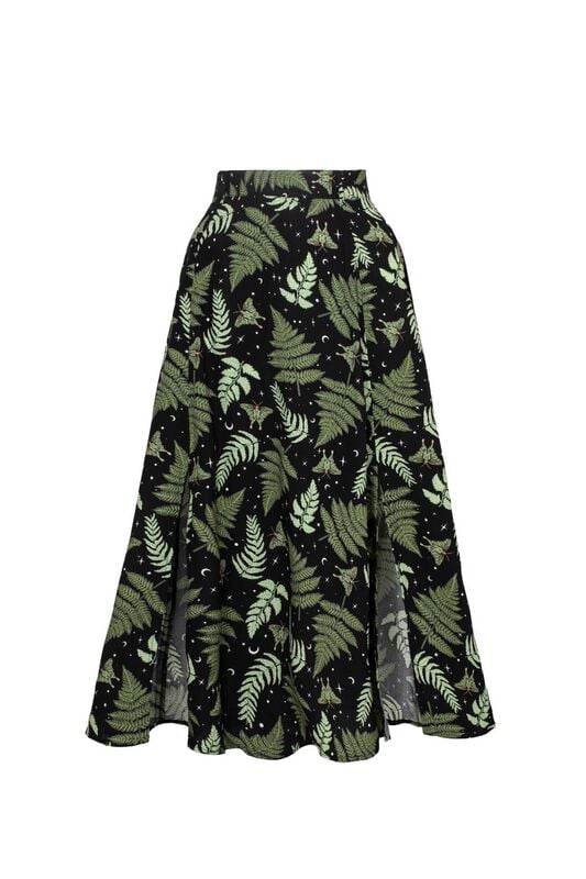 Jupe mi-longue Rockabilly de Hell Bunny - GAIA SKIRT - XS à 4XL - pour Femme - noir/vert - hell bunny