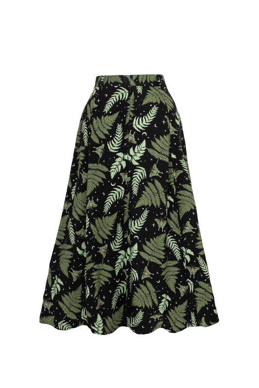 Jupe mi-longue Rockabilly de Hell Bunny - GAIA SKIRT - XS à 4XL - pour Femme - noir/vert - hell bunny - View 2