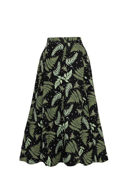Jupe mi-longue Rockabilly de Hell Bunny - GAIA SKIRT - XS à 4XL - pour Femme - noir/vert - hell bunny - View 2