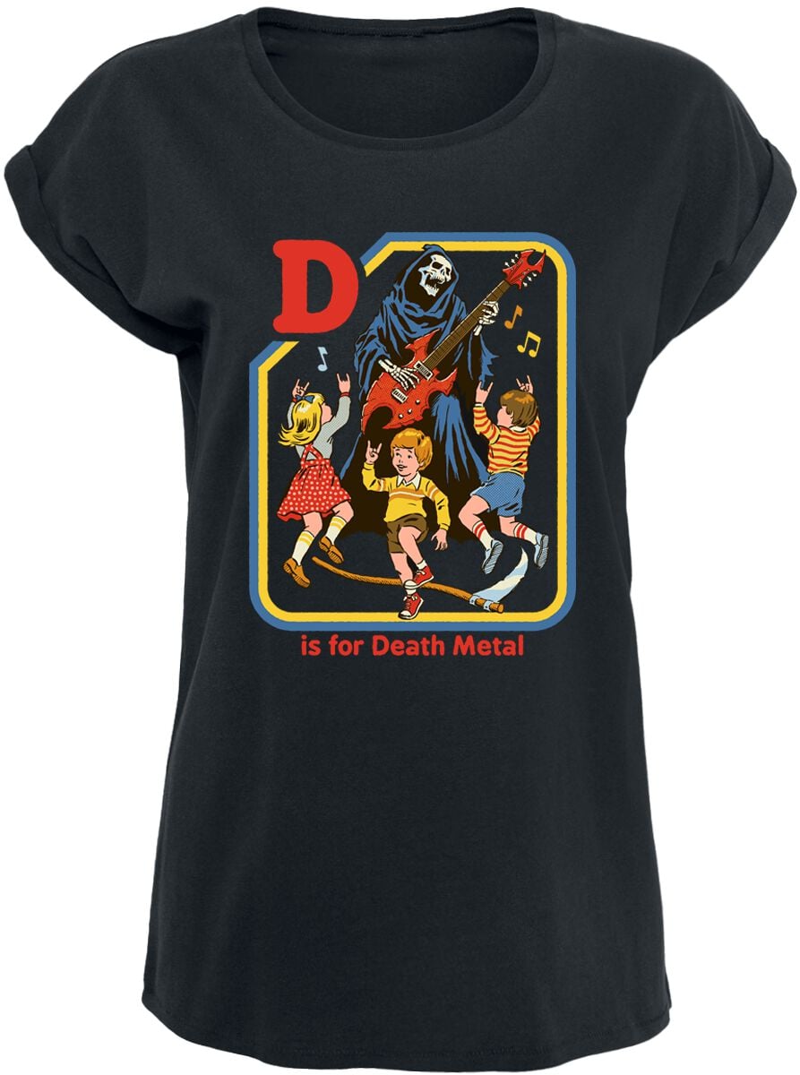 T-Shirt Manches courtes Fun de Steven Rhodes - D Is For Death Metal - S à XXL - pour Femme - noir - Steven Rhodes