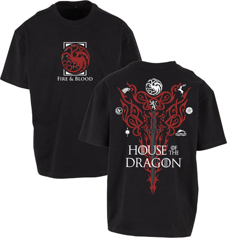 T-Shirt Manches courtes  de Game Of Thrones - House of the Dragon - Fire & Blood - Maisons - M à 3XL - pour Homme - noir - Game Of Thrones