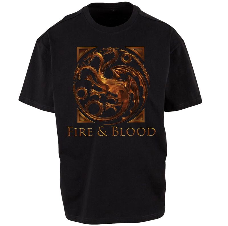 T-Shirt Manches courtes  de Game Of Thrones - House of the Dragon - Fire & Blood - Métal - M à 3XL - pour Homme - noir - Game Of Thrones