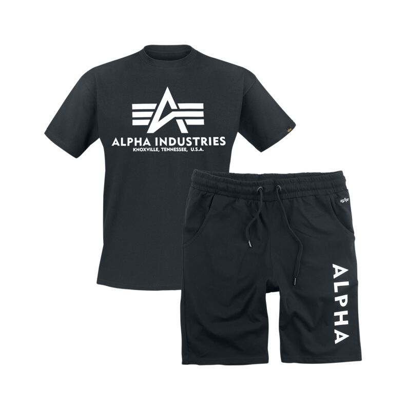 T-Shirt Manches courtes  de Alpha Industries - Alpha Industries T-Shirt Shorts Bundle - M à XXL - pour Homme - noir - alpha industries