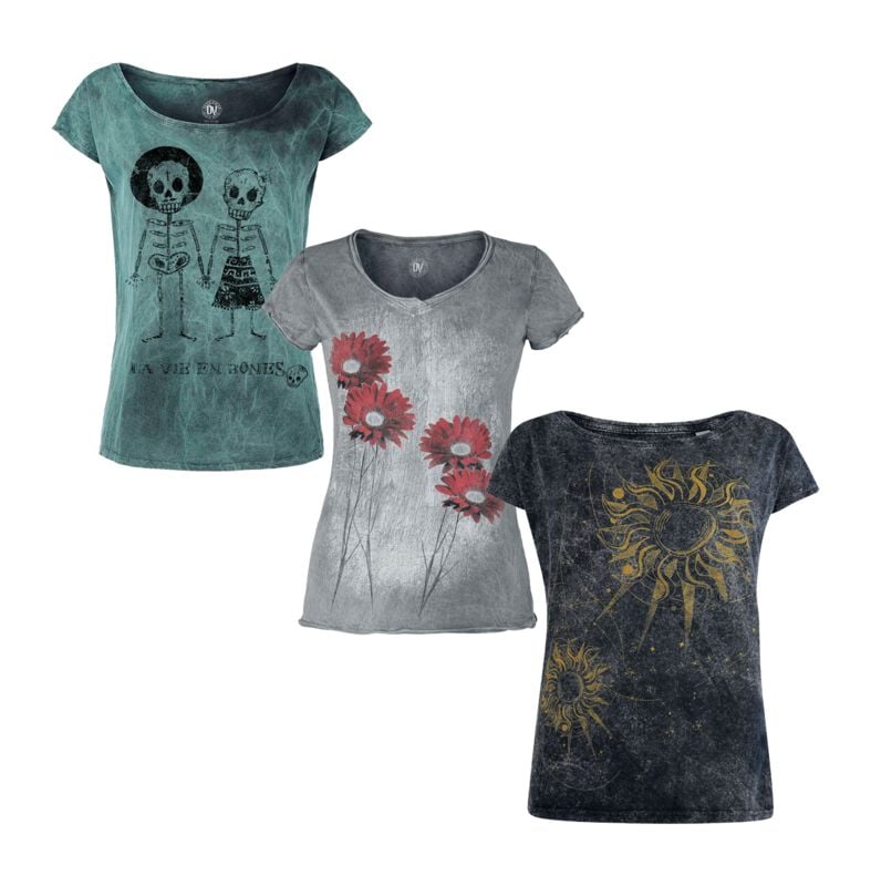 T-Shirt Manches courtes  de Outer Vision - Outer Vision T-Shirt Bundle - M à 4XL - pour Femme - multicolore - Outer Vision