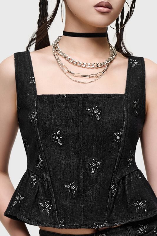 Top Gothic de Killstar - Veil Of Dawn - Twilight Swarm Corset Top - XS à XXL - pour Femme - noir - Killstar