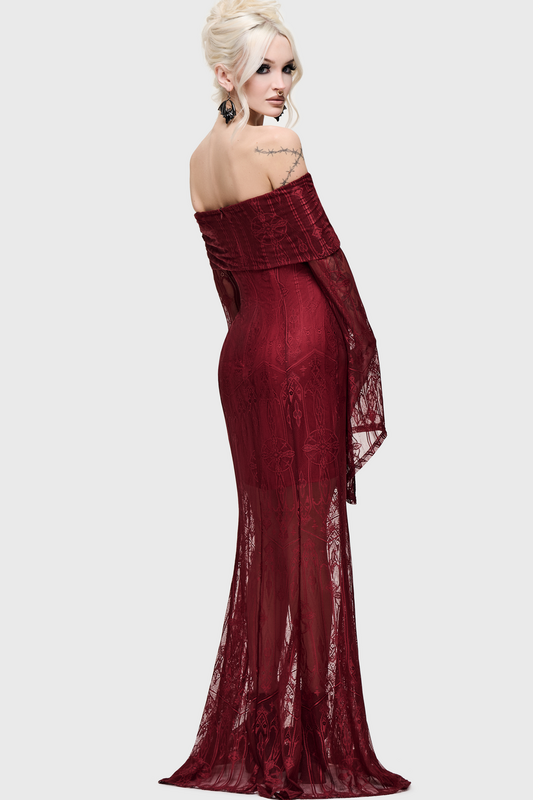 Robe longue Gothic de Killstar - Cathedral Gardens - Cathedra Maxi Dress (Red) - XS à XXL - pour Femme - rouge - Killstar - View 2