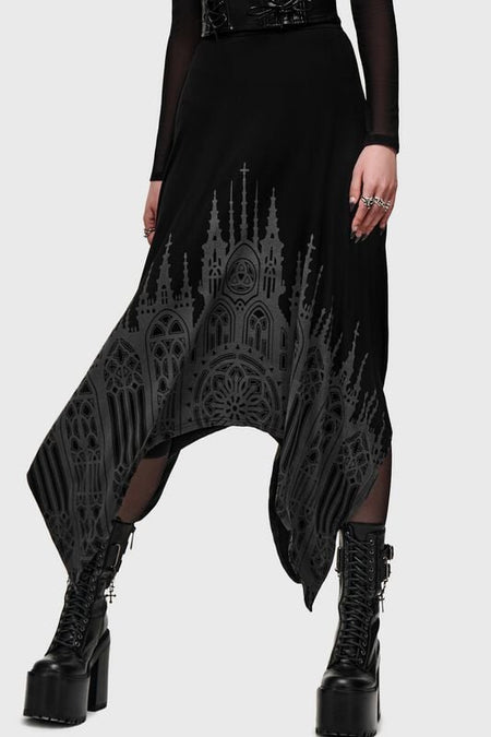 Jupe mi-longue Gothic de Killstar - Cathedral Gardens- Thorned Spire Midi Skirt - XS à 4XL - pour Femme - noir - Killstar