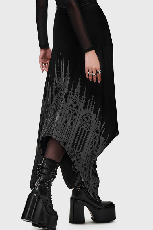 Jupe mi-longue Gothic de Killstar - Cathedral Gardens- Thorned Spire Midi Skirt - XS à 4XL - pour Femme - noir - Killstar - View 2