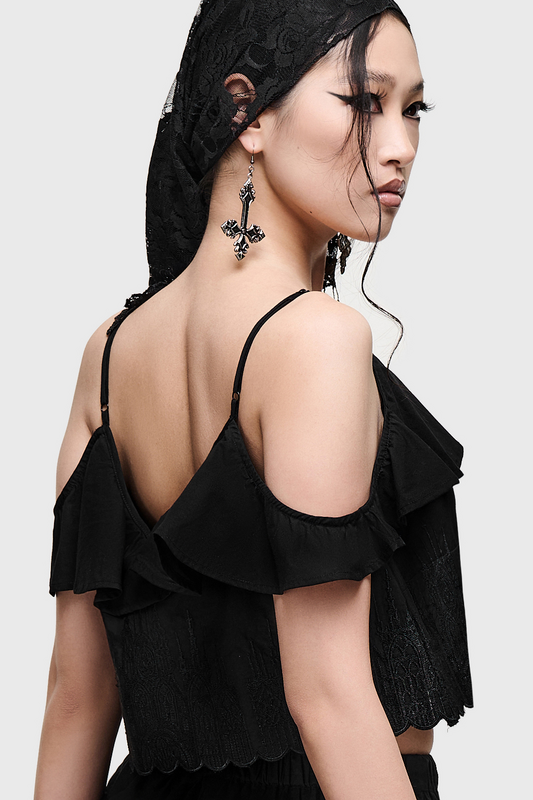 Top Gothic de Killstar - Cathedral Gardens - Thorned Spire Off the Shoulder Top - XS à XXL - pour Femme - noir - Killstar - View 2