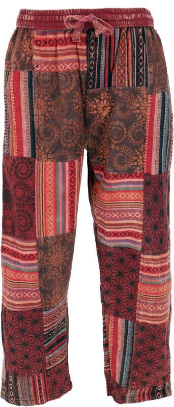 Bas de survêtement  de Guru-Shop - Patchwork Yogahose, Goa Hose, Loose fit Hose - weinrot - M à XL - pour Homme - rouge - Guru-Shop