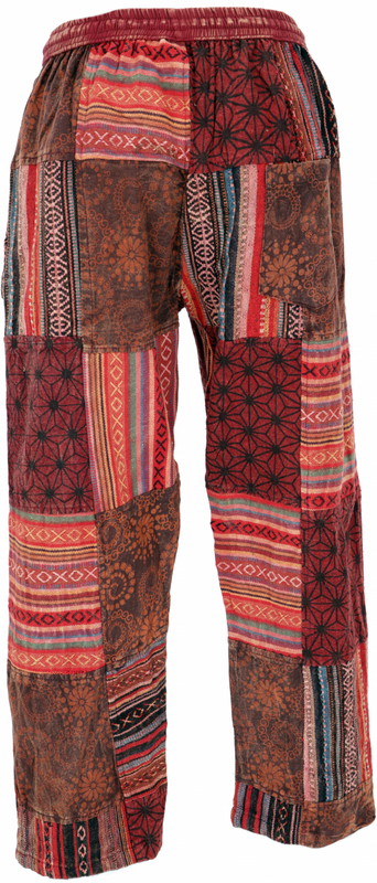 Bas de survêtement  de Guru-Shop - Patchwork Yogahose, Goa Hose, Loose fit Hose - weinrot - M à XL - pour Homme - rouge - Guru-Shop - View 2