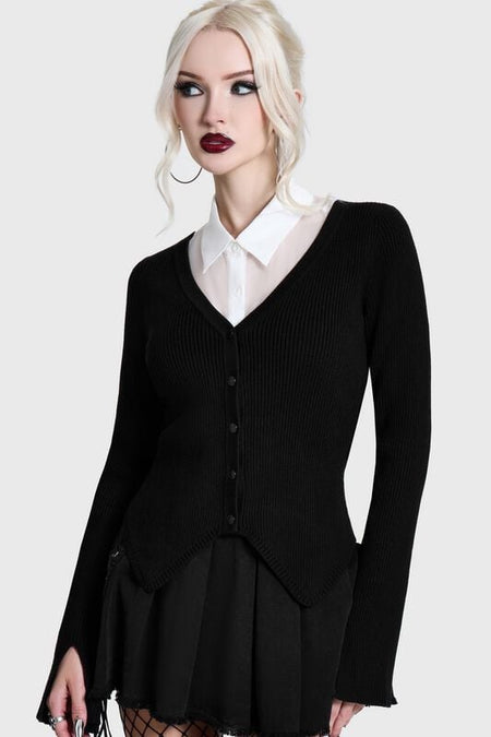 Gilets & Ponchos Gothic de KIHILIST by KILLSTAR - Skultra V Neck Cardigan - XS à 4XL - pour Femme - noir - KIHILIST by KILLSTAR