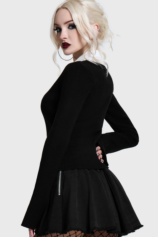 Gilets & Ponchos Gothic de KIHILIST by KILLSTAR - Skultra V Neck Cardigan - XS à 4XL - pour Femme - noir - KIHILIST by KILLSTAR - View 2