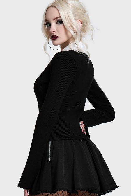 Gilets & Ponchos Gothic de KIHILIST by KILLSTAR - Skultra V Neck Cardigan - XS à 4XL - pour Femme - noir - KIHILIST by KILLSTAR - View 2