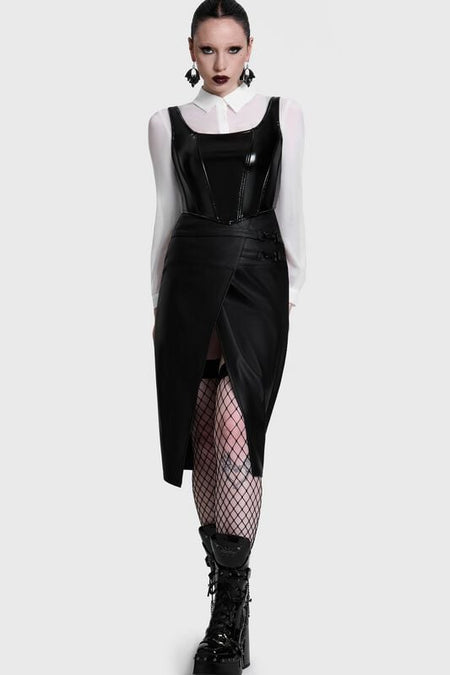 Jupe mi-longue Gothic de KIHILIST by KILLSTAR - Noir Ruin Split Midi Skirt - XS à 4XL - pour Femme - noir - KIHILIST by KILLSTAR