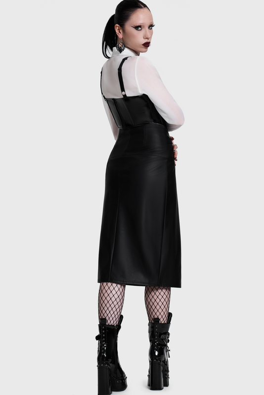 Jupe mi-longue Gothic de KIHILIST by KILLSTAR - Noir Ruin Split Midi Skirt - XS à 4XL - pour Femme - noir - KIHILIST by KILLSTAR - View 2