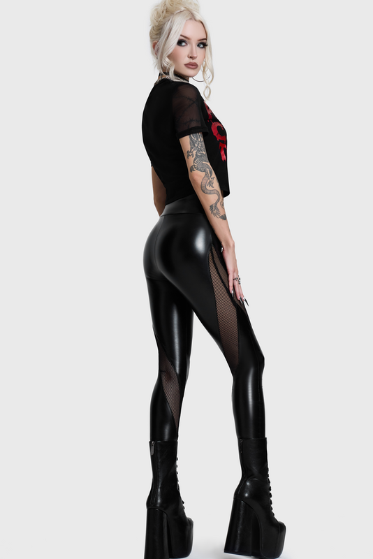 Legging Gothic de KIHILIST by KILLSTAR - Cyber Leggings - XS à 4XL - pour Femme - noir - KIHILIST by KILLSTAR - View 2