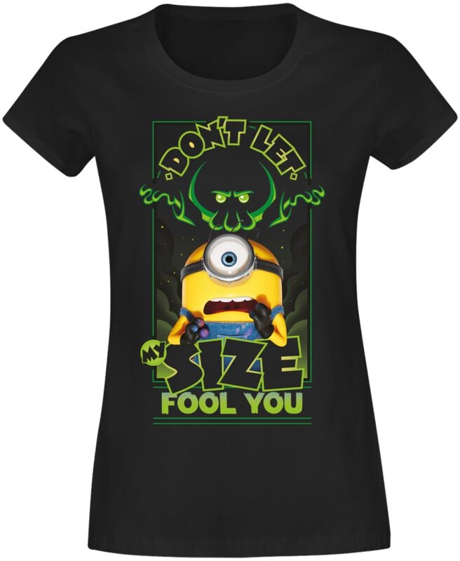 T-Shirt Manches courtes  de Les Minions - 3 - Don`t Let Size Fool You - S à XXL - pour Femme - noir - Les Minions